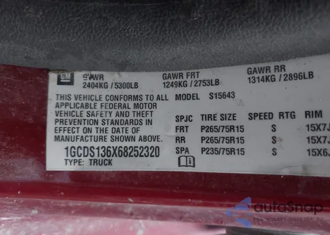 2006 Chevrolet Colorado Lt from USA, damaged, VIN 1GCDS136X68252320